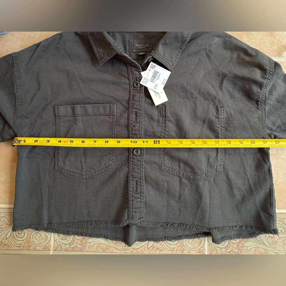 American Eagle Outfitters Charcoal Utility Cropped Jacket Shirt NWT Size XS/S - Picture 5 of 8